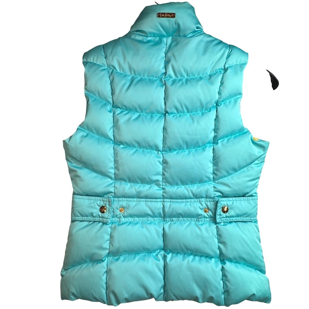 Lilly Pulitzer Turquoise Blue Quilted Duck Down Syd Puffer Vest Women Small - Picture 2 of 10